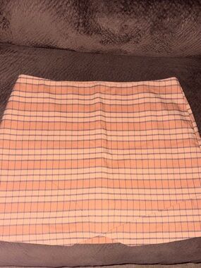 Versona Peach Plaid Mini Skirt